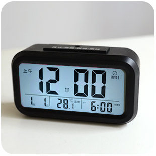 默默爱创意韩国床头夜光小闹钟智能电子钟静音聪明钟学生懒人闹表