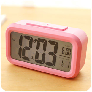 默默爱创意韩国床头夜光小闹钟智能电子钟静音聪明钟学生懒人闹表