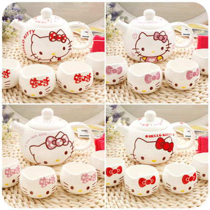 默默爱 可爱彩绘陶瓷整套茶具套装 茶壶茶具 超值5件套送杯垫