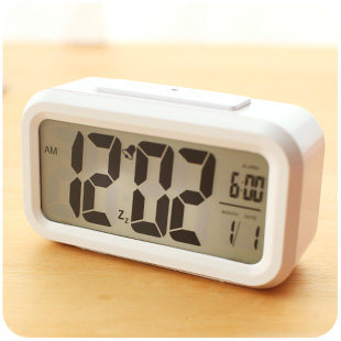 默默爱创意韩国床头夜光小闹钟智能电子钟静音聪明钟学生懒人闹表