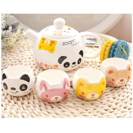 默默爱 可爱彩绘陶瓷整套茶具套装 茶壶茶具 超值5件套送杯垫