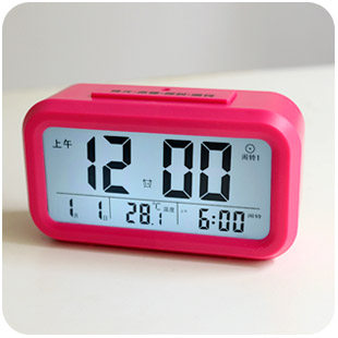 默默爱创意韩国床头夜光小闹钟智能电子钟静音聪明钟学生懒人闹表
