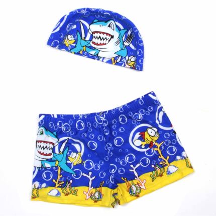 儿童泳衣 男童卡通平角游泳裤 小孩宝宝游泳衣男大童 送搭配泳帽