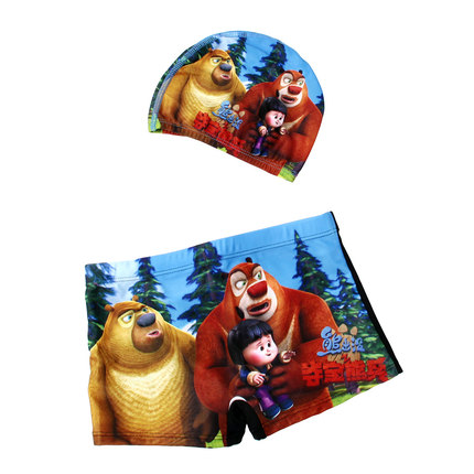 儿童泳衣 男童卡通平角游泳裤 小孩宝宝游泳衣男大童 送搭配泳帽