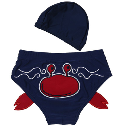 儿童泳衣 男童卡通平角游泳裤 小孩宝宝游泳衣男大童 送搭配泳帽