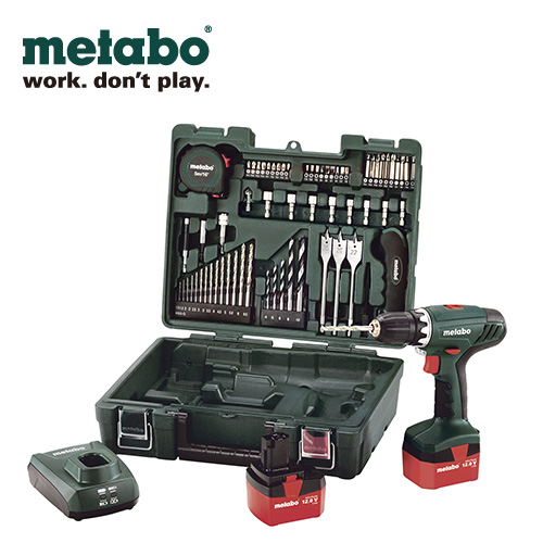 麦太保METABO BS 12 Nicd 12伏镍镉电钻/66件家用工具套装带电钻