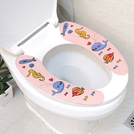 每时美家  印花加绒加厚防水保暖马桶贴垫 粘贴式无痕可水洗坐垫