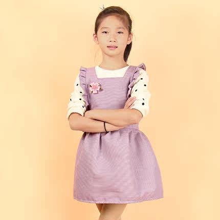 每时美家 韩版加厚可爱蝴蝶结儿童围裙 吃饭防污防油画画衣罩衣