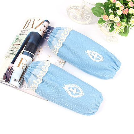 每时美家 韩版时尚蕾丝加厚长款防污袖套 可爱办公室防尘护袖套袖