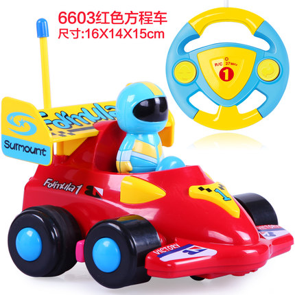 贝恩施儿童益智遥控耐摔卡通遥控车宝宝玩具音乐无线汽车警车赛车