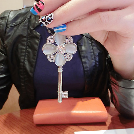 包邮韩国韩版饰品百搭水钻钥匙装饰项链挂链 时尚配饰长款毛衣链