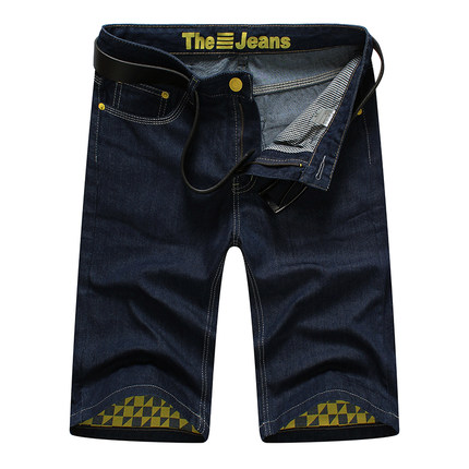 夏薄款五分裤男 直筒修身韩版潮破洞牛仔短裤 青少年大码5分中裤