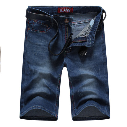夏薄款五分裤男 直筒修身韩版潮破洞牛仔短裤 青少年大码5分中裤