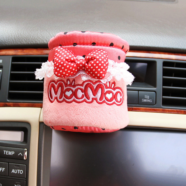 摩丝娃娃汽车用品出风口置物袋筒杂物桶卡通可爱车载手机挂袋杯架