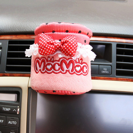 摩丝娃娃汽车用品出风口置物袋筒杂物桶卡通可爱车载手机挂袋杯架