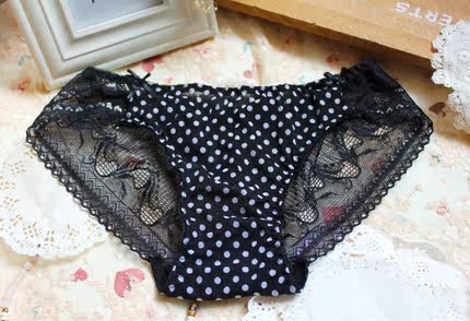 媚姬 奢华刺绣 女士内裤  蕾丝内裤女性感诱惑低腰三角裤透明镂空