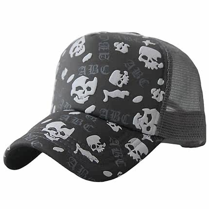 择信韩版时尚潮人网帽骷髅头涂鸦货车帽春季夏天男女通用夏凉帽子