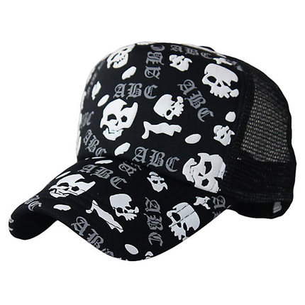 择信韩版时尚潮人网帽骷髅头涂鸦货车帽春季夏天男女通用夏凉帽子