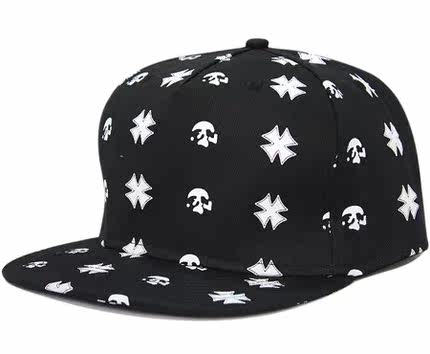 择信朋克风骷髅头十字架嘻哈星空平沿帽hip hop男女士街舞棒球帽