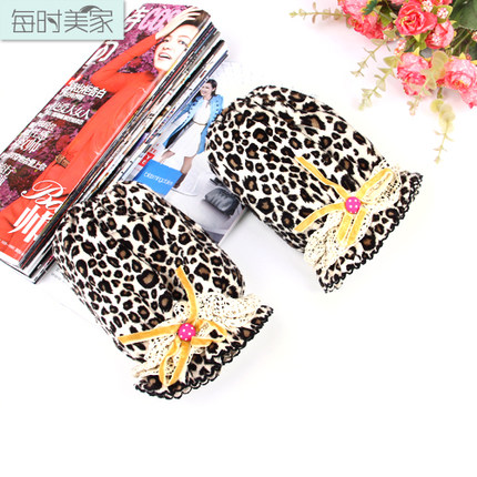 每时美家 超柔成人豹纹袖套　宝宝短款蕾丝套袖　护袖女冬臂套