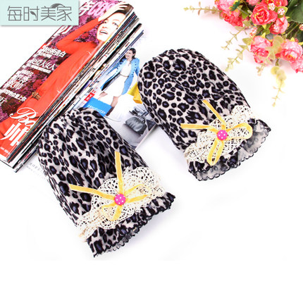 每时美家 超柔成人豹纹袖套　宝宝短款蕾丝套袖　护袖女冬臂套