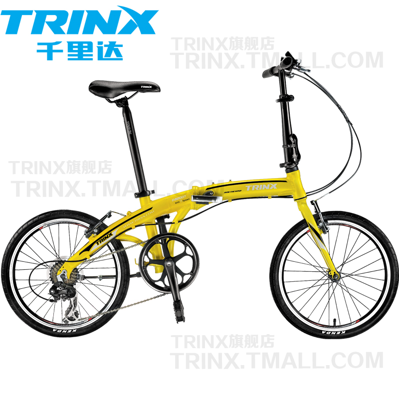 trinx千里达自行车DA2007铝合金折叠车喜玛诺7速培林中轴建大轮胎