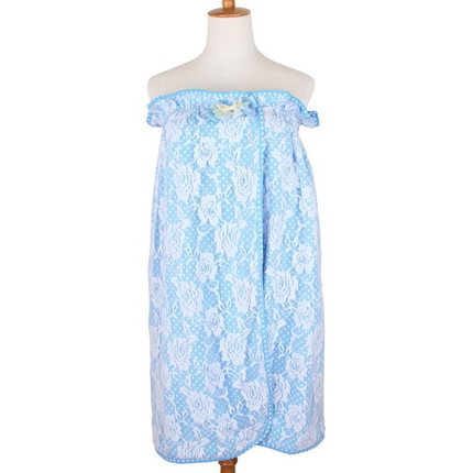 每时美家 时尚全棉薄款性感蕾丝抹胸浴裙 可爱蝴蝶结浴衣浴裙女