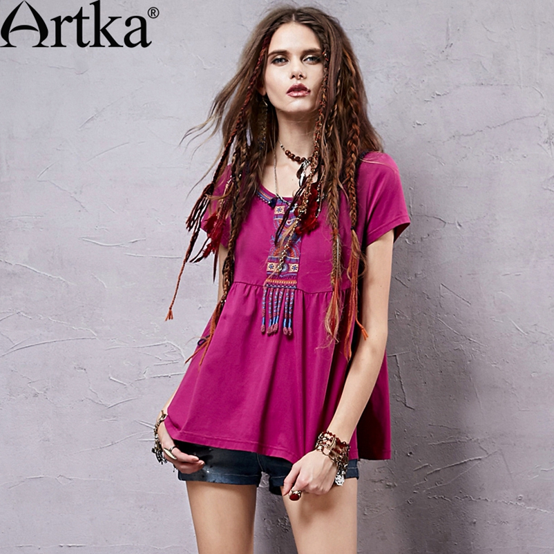 Artka Aka 2022 summer new pattern Mexico printing skirt Crimping Hem Two piece set Dress female