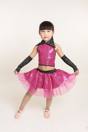 标题优化:六一新款女童现代舞表演服装亮片纱裙幼儿舞蹈服儿童爵士舞演出服