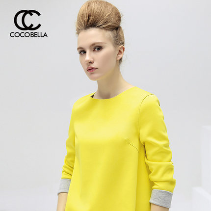标题优化:COCOBELLA 2015早春新品宽松撞色太空棉两面穿女套头卫衣T恤TE121