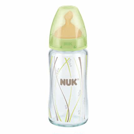 标题优化:NUK德国进口240ml宽口玻璃奶瓶/新生儿婴儿奶瓶/1号乳胶防胀气
