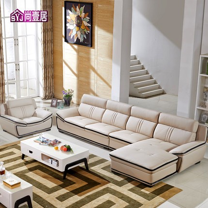 新品沙发 真皮沙发组合 大小户型客厅现代简约转角头层牛皮沙发