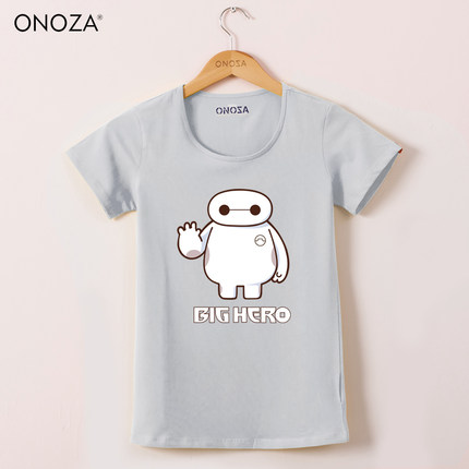 标题优化:ONOZA 2015春夏季修身t恤女短袖 卡通大白印花圆领学生T恤闺蜜装