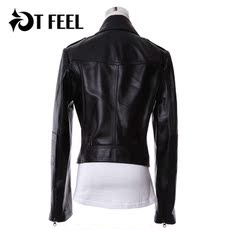 Кожаная куртка tfeel 欧洲站2014新款短款修身真皮皮衣女装外套 机车潮羊皮夹克