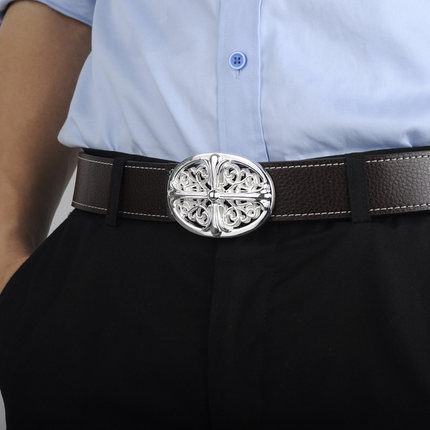Ming Yang ornaments sea genuine leather buckle 925 Silver Cross men domineering Korean personalized jewelry