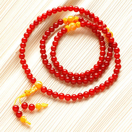 Habitat bliss opening red agate beads bracelet 108 multi-turn golden clam separated beads